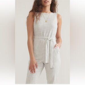 Marine Layer Elegant Striped Jumpsuit in white with black stripes